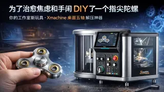 为了治愈焦虑和手闲DIY了一个指尖陀螺_你的工作室新玩具_-_Xmachine桌面五轴_解压神器
