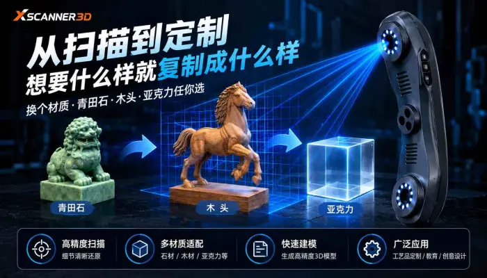 从扫描到定制想要什么样就复刻成什么样换个材质青田石木头亚克力任你选_扫描仪_3D扫描_三维建模