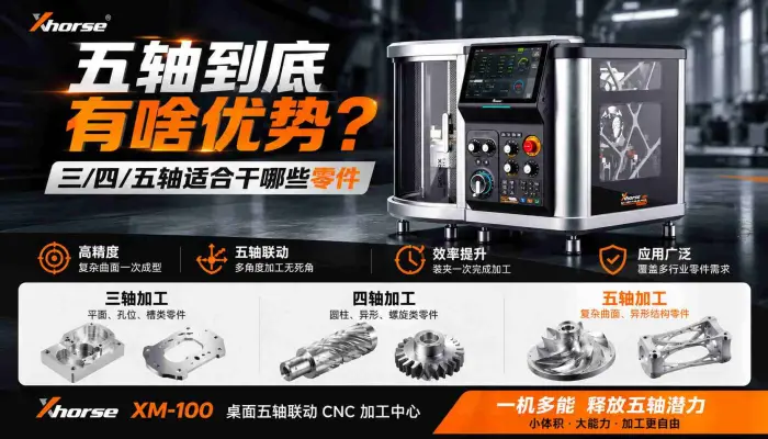 五轴到底有啥优势三四五轴适合干哪些零件_xmachine_桌面cnc_雕刻机_五轴机床_xhorse