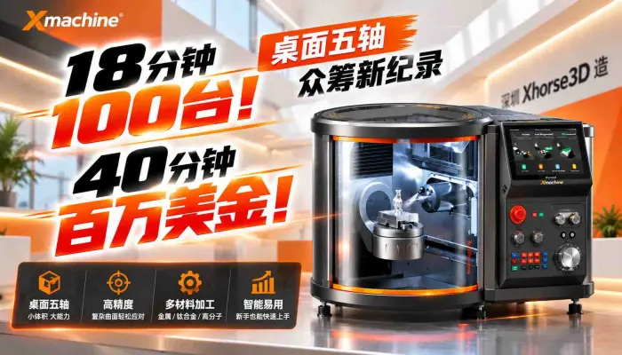 18分钟100台！40分钟百万美金！ 桌面五轴众筹新纪录，深圳Xhorse3D造