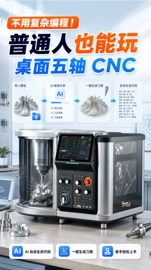 不用复杂编程❗普通人也能玩的桌面五轴 CNC