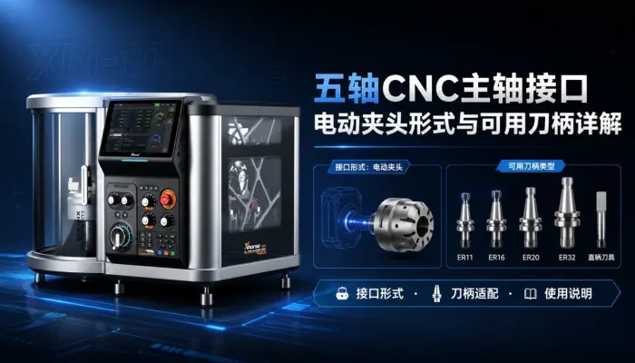 五轴CNC主轴接口：电动夹头形式与可用刀柄详解
