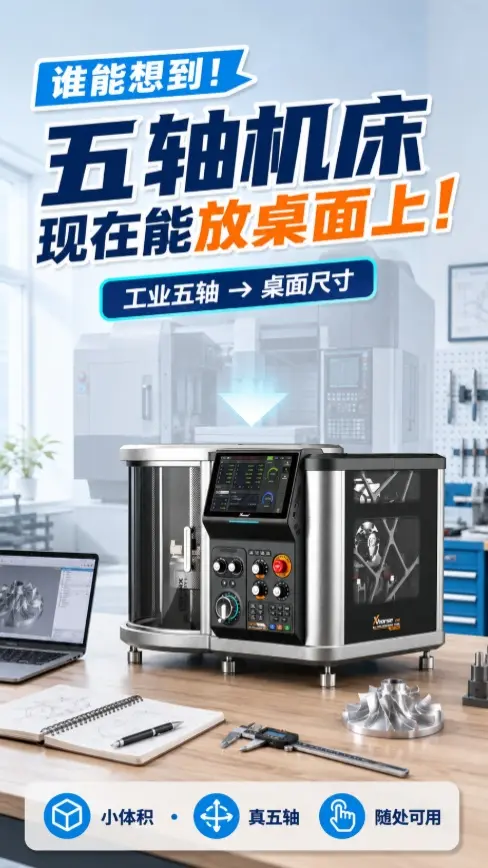 谁能想到五轴机床现在可以直接放桌面上！
