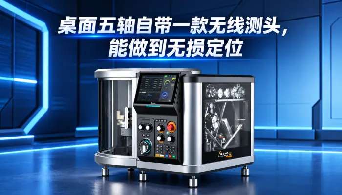 桌面五轴 CNC 设备自带一款无线测头，能做到无损定位
