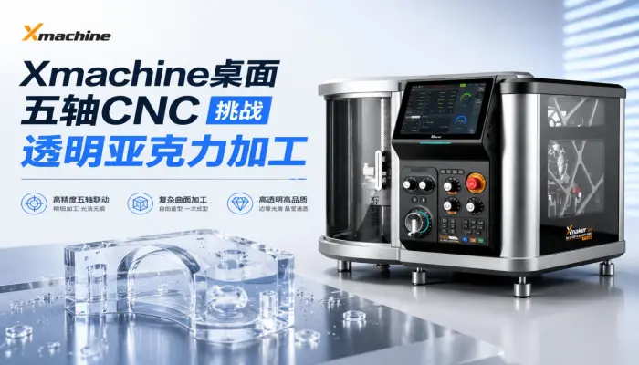 Xmachine桌面五轴CNC挑战透明亚克力加工