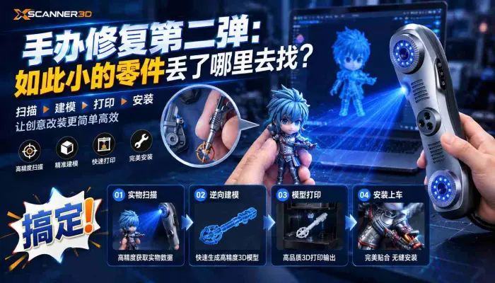 手办修复第二弹：如此小的零件丢了哪里去找？用Xscanner3D扫描仪帮你解决，迷你物体也不在话下