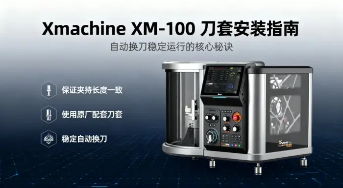 Xmachine XM-100 桌面五轴CNC：刀套与铣刀固定方式说明