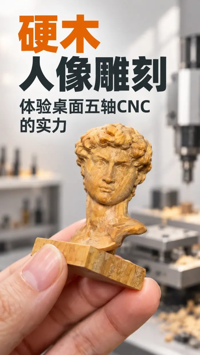 硬木人像雕刻｜体验桌面五轴CNC的实力