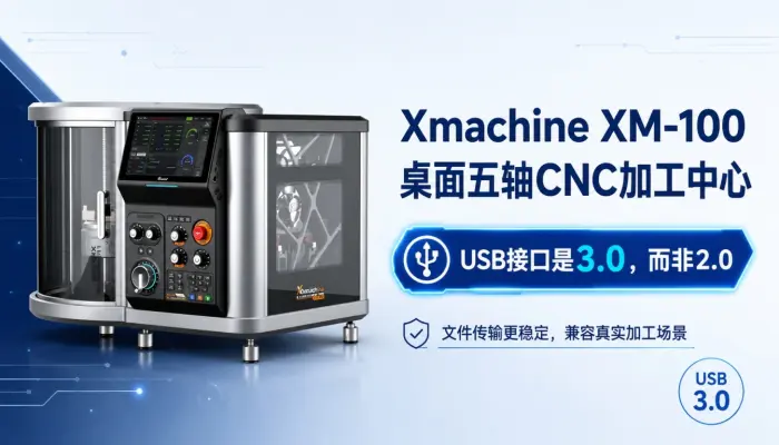 Xmachine XM-100桌面五轴CNC加工中心：USB接口是3.0而非2.0