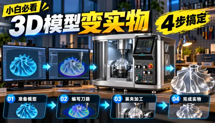 小白必看3D模型如何通过CNC加工变实物4步搞定_桌面五轴_DIY_CNC加工_加工中心_创客