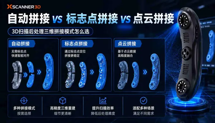 自动拼接VS标志点拼接VS点云拼接，3D扫描后处理三维拼接模式怎么选