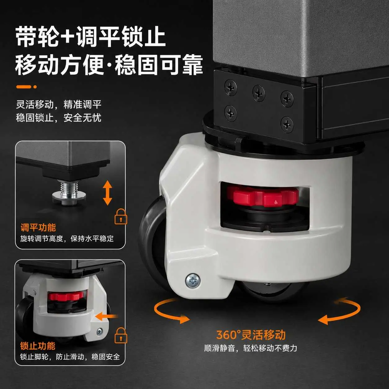 XM100桌面五轴CNC专用重型工作台｜100KG结构｜带轮移动｜下置收纳柜 — 缩略图 5