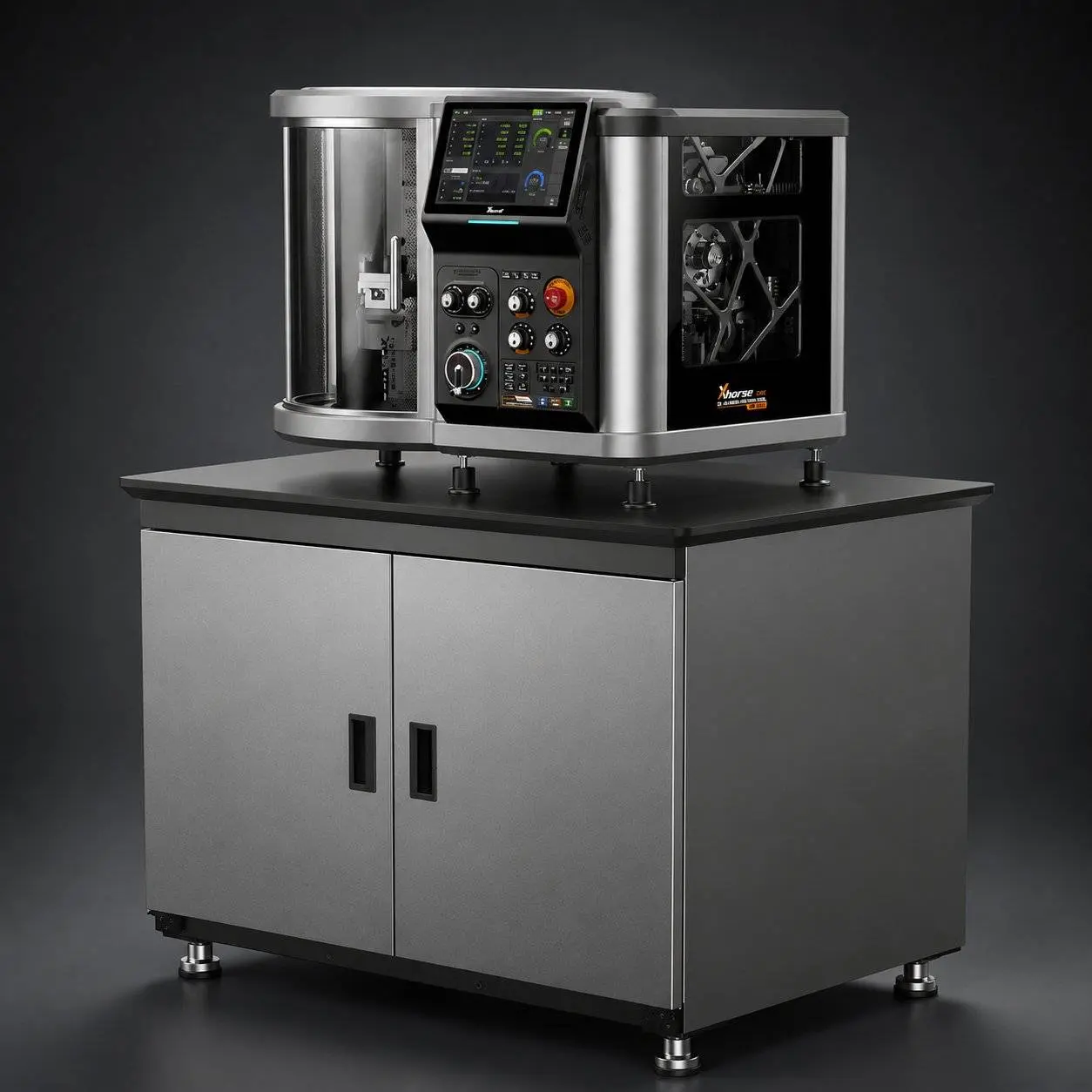 XM100桌面五轴CNC专用重型工作台｜100KG结构｜带轮移动｜下置收纳柜 — 缩略图 3