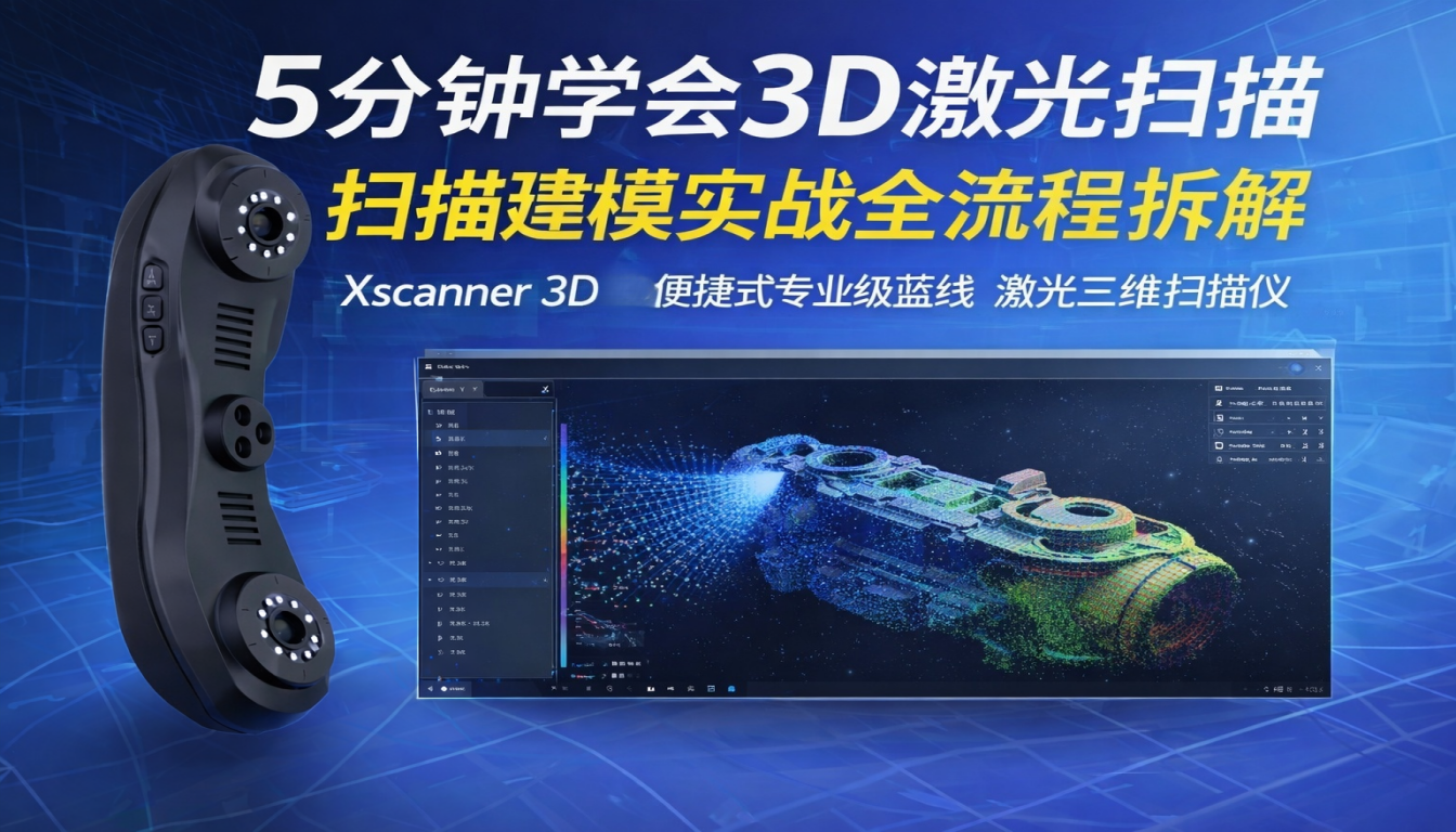 5分钟学会3D激光扫描扫描建模实战全流程拆解Xscanner 3D便捷式专业级蓝线激光三维扫描仪
