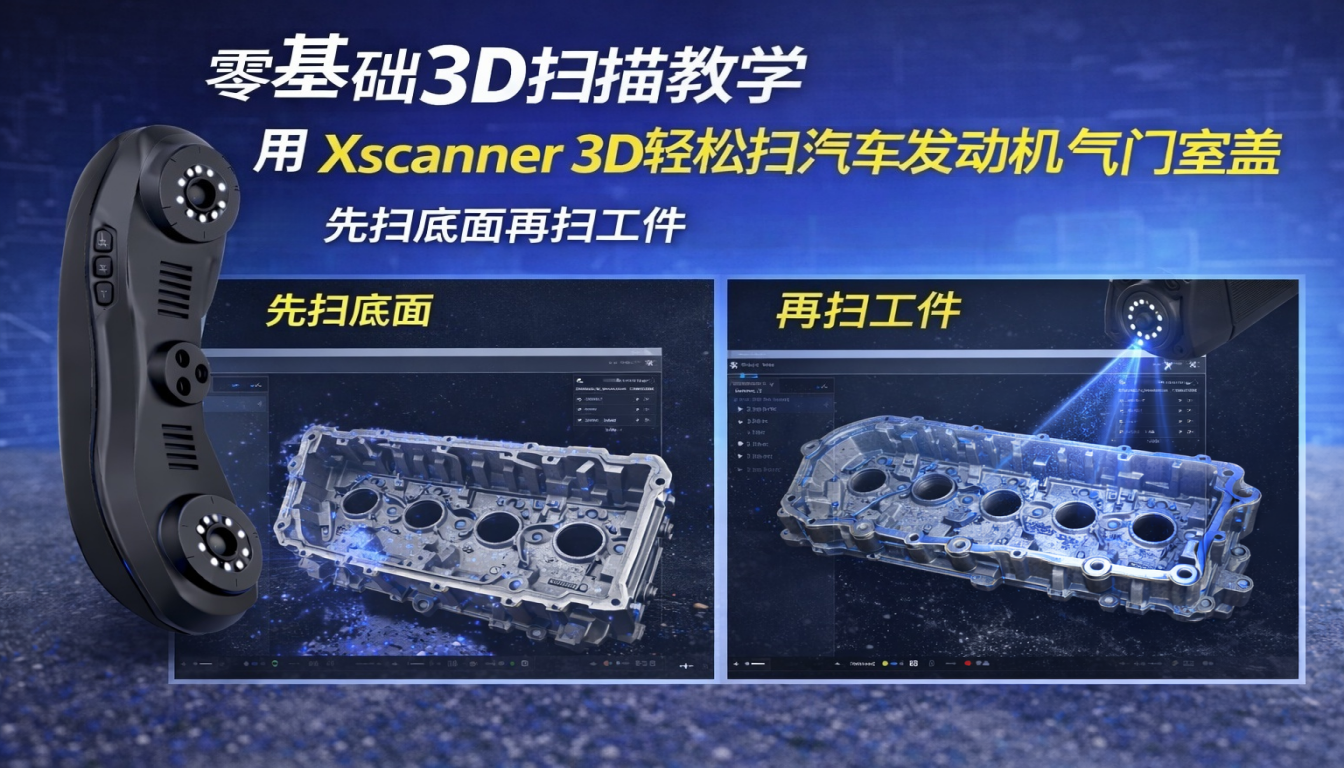 零基础3D扫描教学用Xscanner3D轻松扫汽车发动机气门室盖_先扫底面再扫工件这些技巧建议收藏