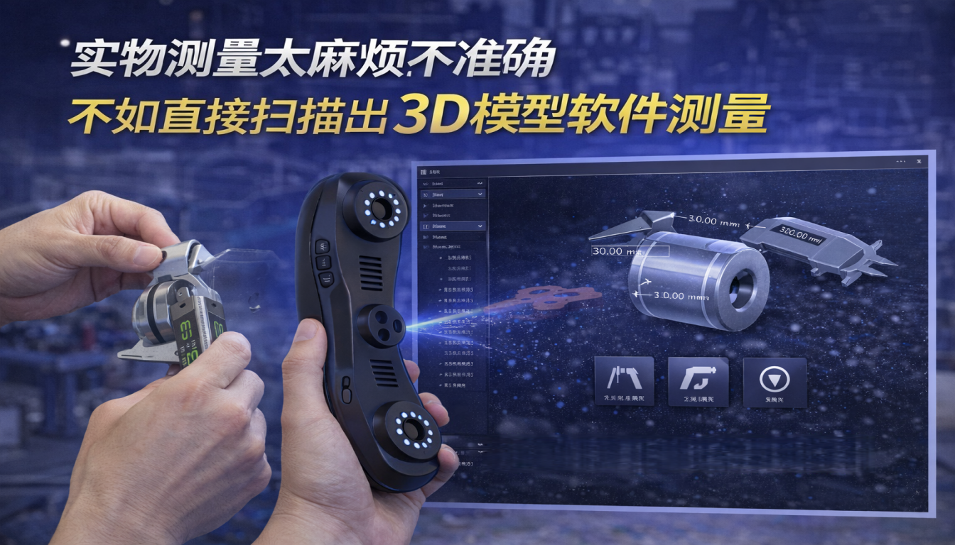 实物测量太麻烦不准确不如直接扫描出3D模型用软件测量