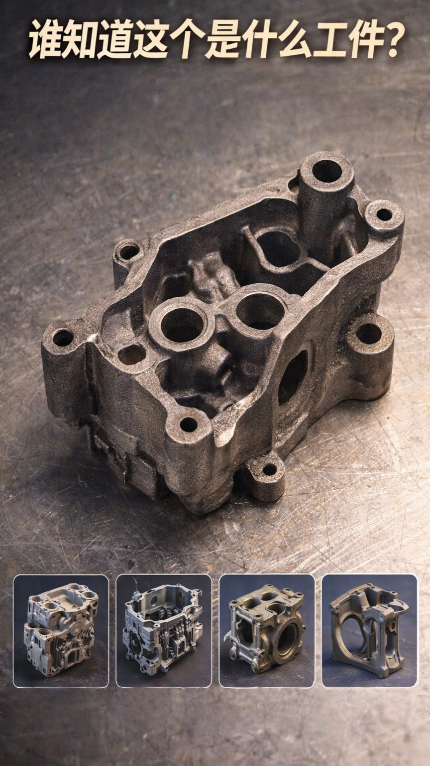 谁知道这个是什么工件？有着不规则的凹槽，还有深孔，看起来挺复杂的一个铸造件