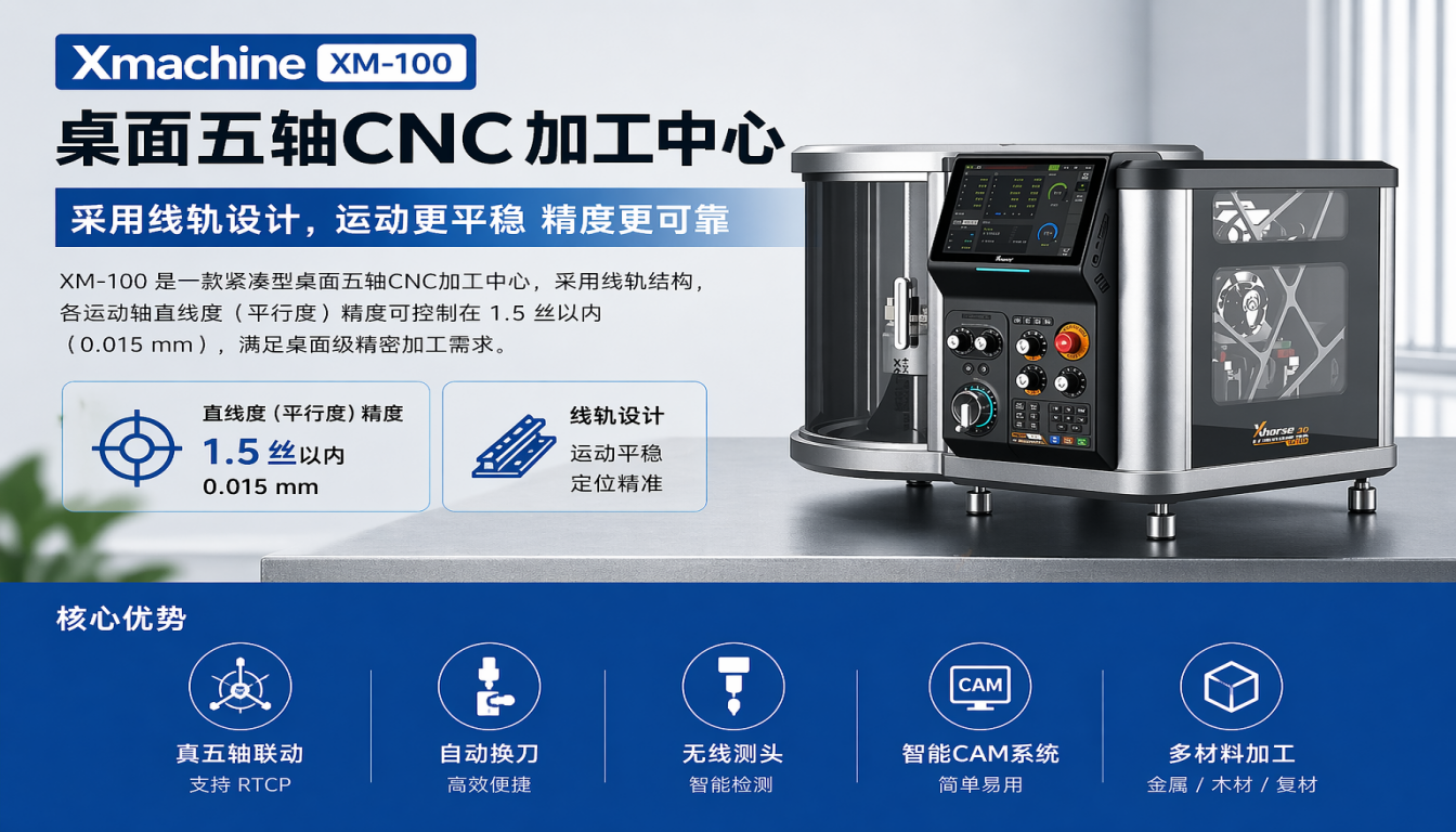Xmachine XM-100桌面五轴CNC加工中心采用硬轨还是线轨？