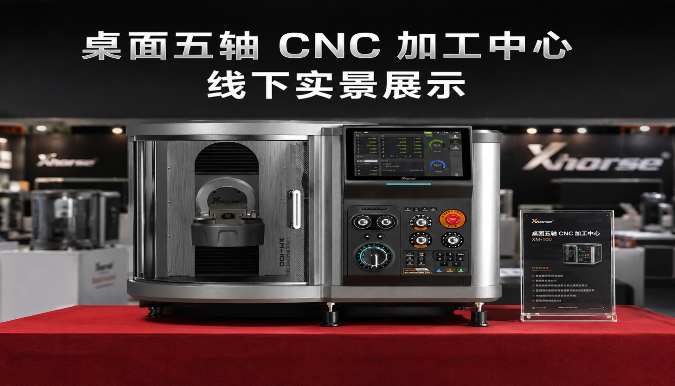 桌面五轴 CNC 加工中心线下实景展示，占地小，家用电，操作方便