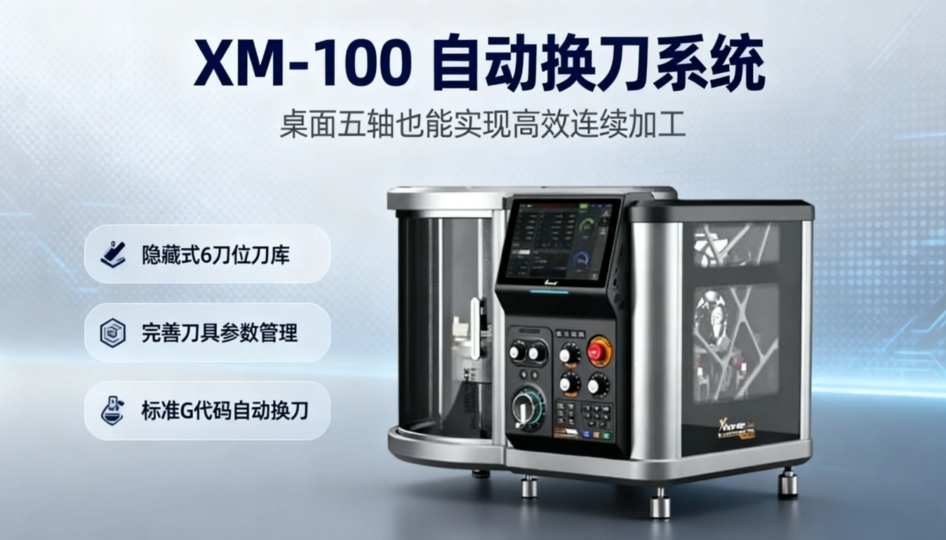 Xmachine XM-100 桌面五轴CNC：自动换刀与刀具管理系统解析