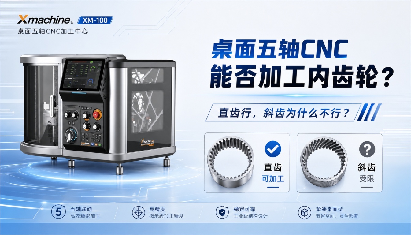 桌面五轴CNC能否加工内齿轮？直齿行，斜齿为什么不行？