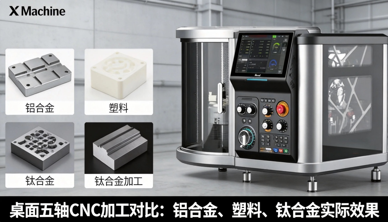 桌面五轴CNC加工对比：铝合金、塑料、钛合金实际效果