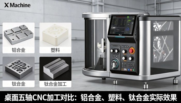 桌面五轴CNC加工对比：铝合金、塑料、钛合金实际效果