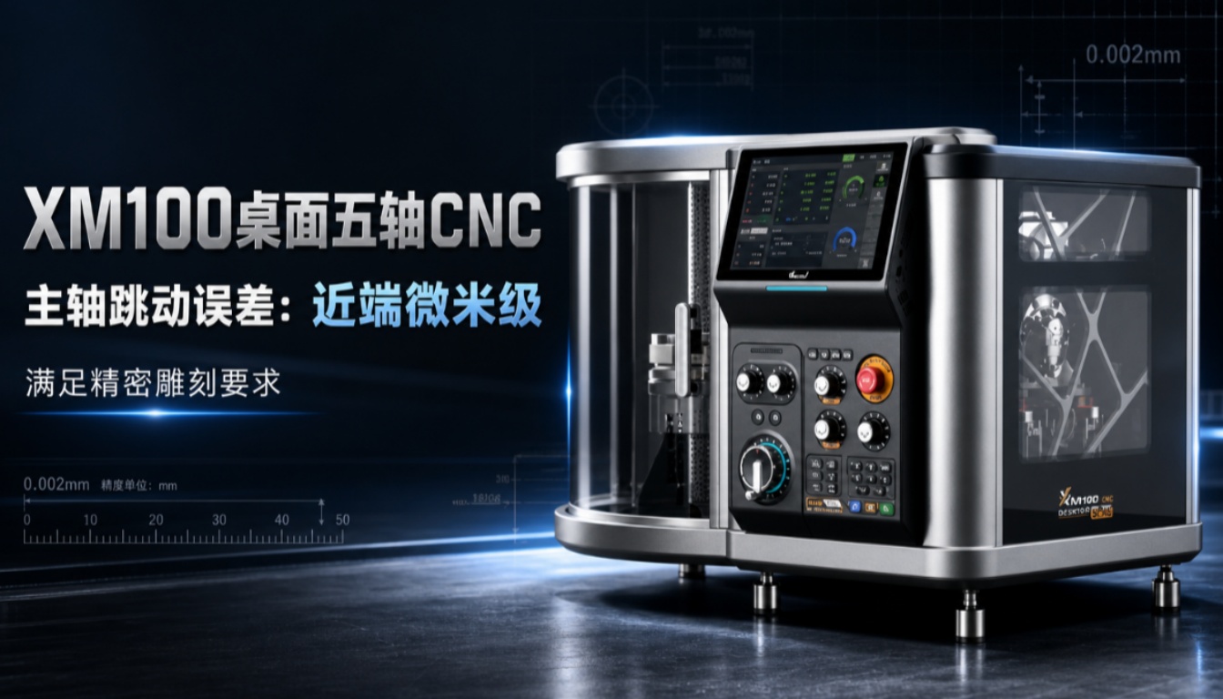 XM100桌面五轴CNC主轴跳动误差：近端微米级，满足精密雕刻要求