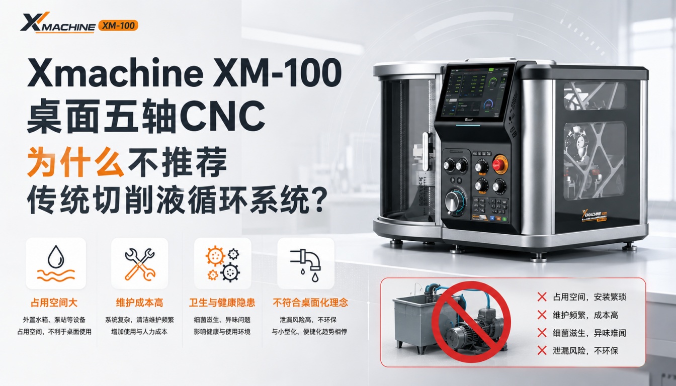 Xmachine XM-100桌面五轴CNC为什么不推荐传统切削液循环系统？