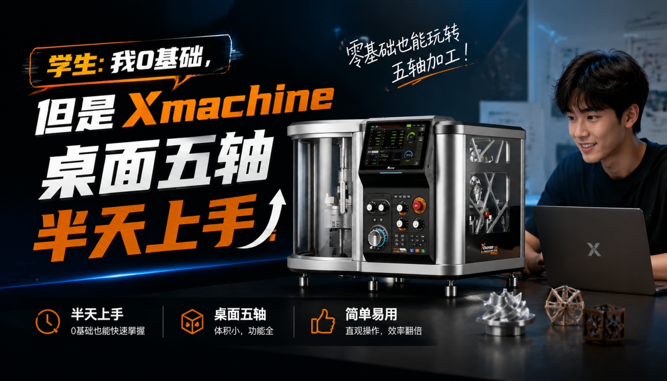 学生：我0基础，但是Xmachine桌面五轴半天上手！ 桌面五轴加工，听起来就硬核。