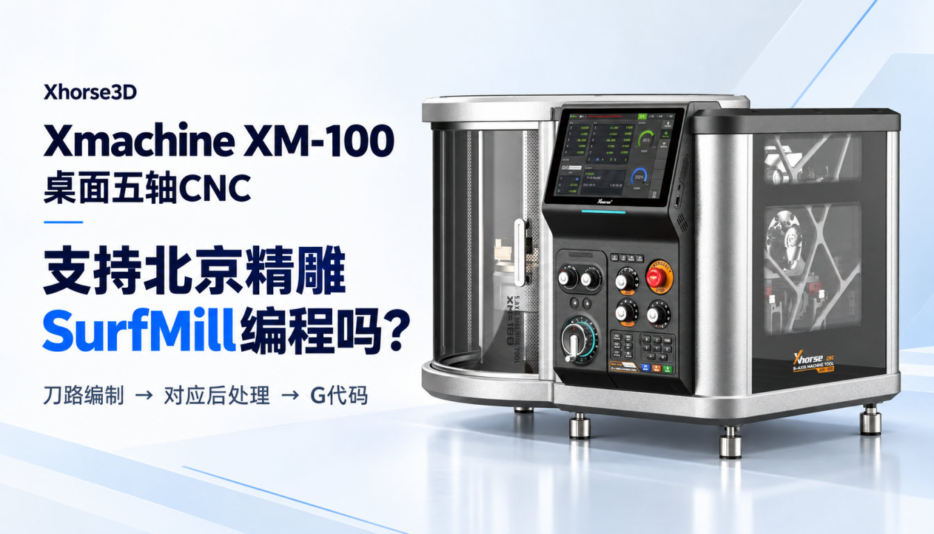 Xhorse3D Xmachine XM-100桌面五轴CNC支持北京精雕SurfMill编程吗？