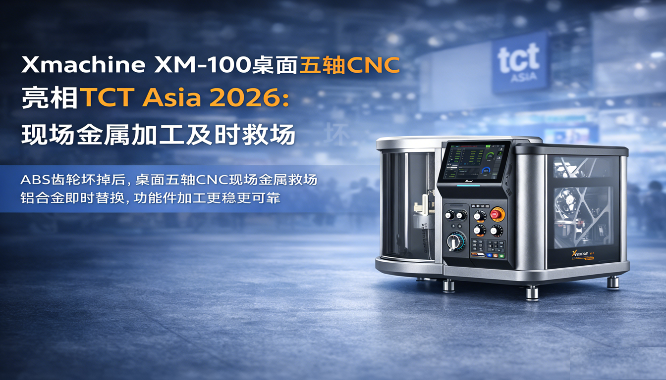 Xmachine XM-100桌面五轴CNC亮相TCT Asia 2026：现场金属加工及时救场